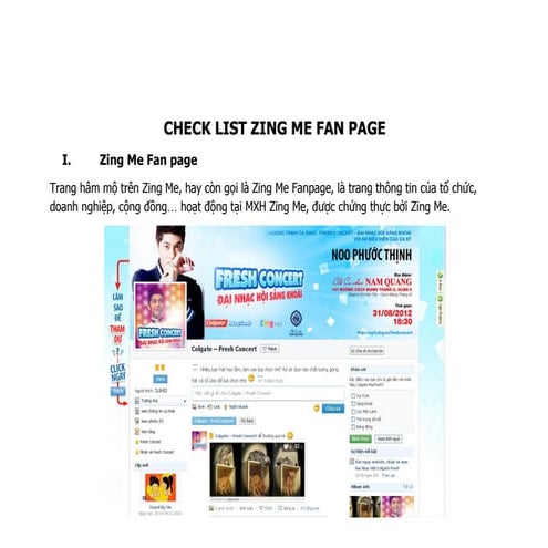 Checklist Zing Me Fanpage
