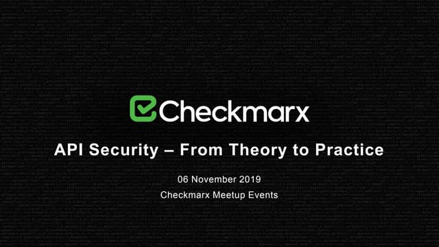 Checkmarx meetup API Security -  API Security top 10 - Erez Yalon