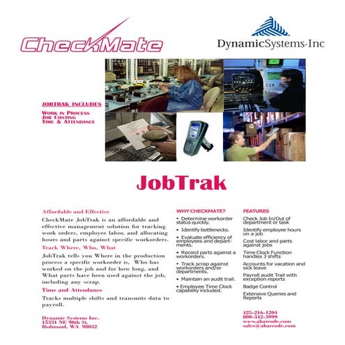 Check mate jobtracking mfg