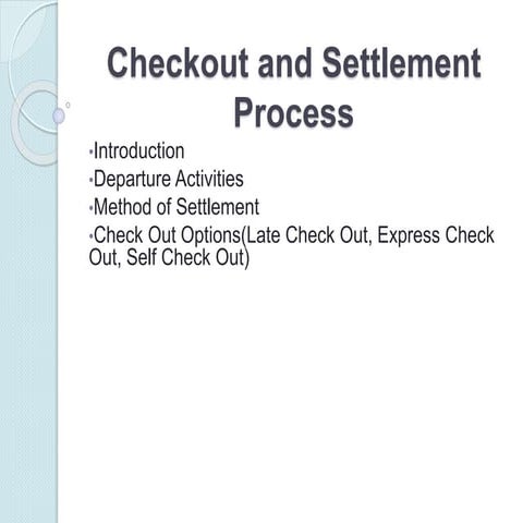 Checkout and settlement process