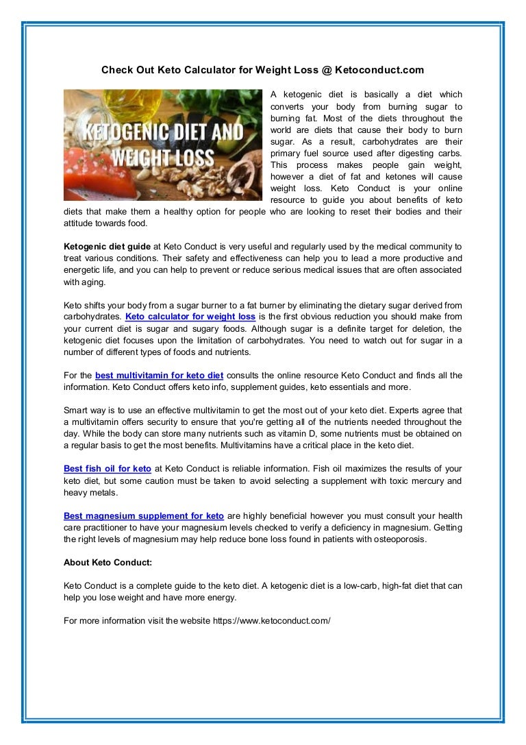 Check Out Keto Calculator For Weight Loss Ketoconduct Com