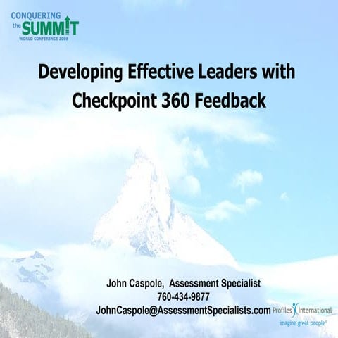 Developing Effective Leaders with Checkpoint 360 Feedback