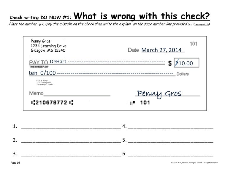 Checking Writing 7 Do Now Checks