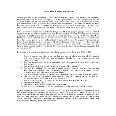 Check your confidence levels