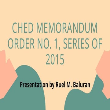 CHED Memorandum Order No. 1, Series of 2015: Gender and Development ...