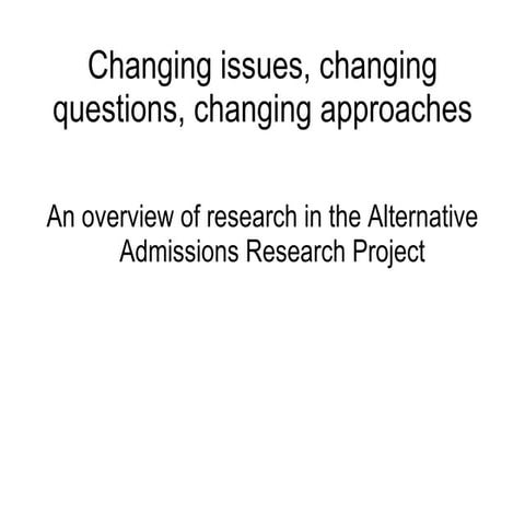 Changing issues, changing questions, changing approaches: An overview of rese...