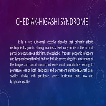 Chediak-Higashi syndrome neutrophil associated syndrome | PPTX
