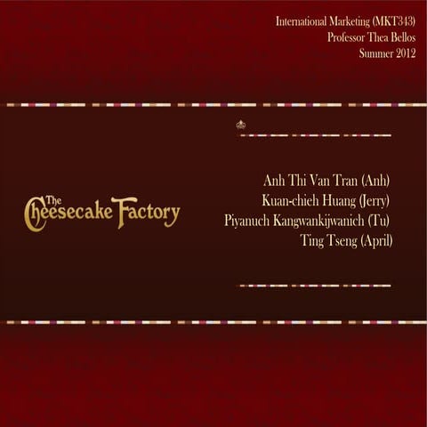 Cheesecake Factory: International Marketing