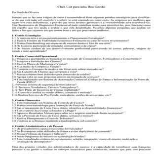 Chek list para uma boa gestão