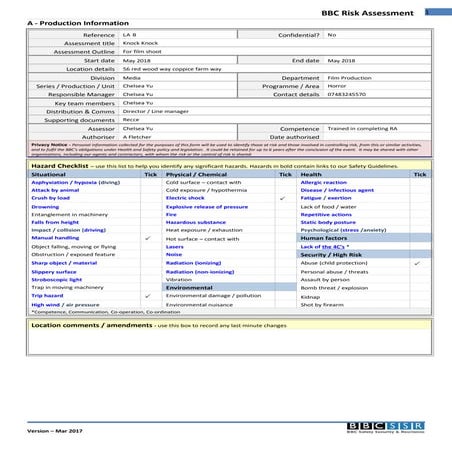 Josh risk assessment | DOC