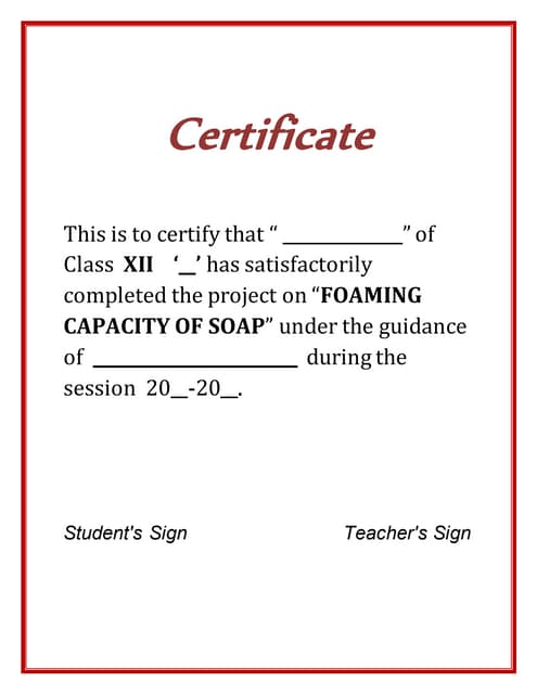 Foaming Capacity of Soap