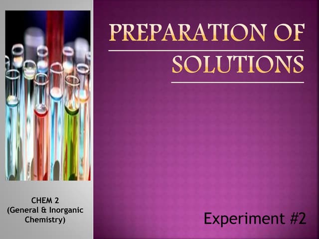Solution preparation | PDF