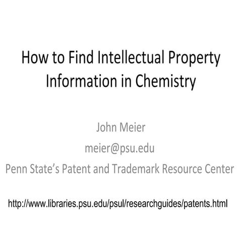 Finding Patent and Trademark Information for Chemistry (part 1)