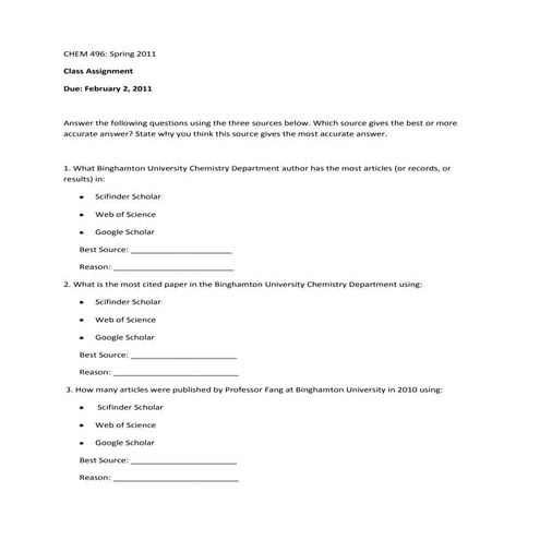 Chem 496 spring 2011 class assignment 1 11 11