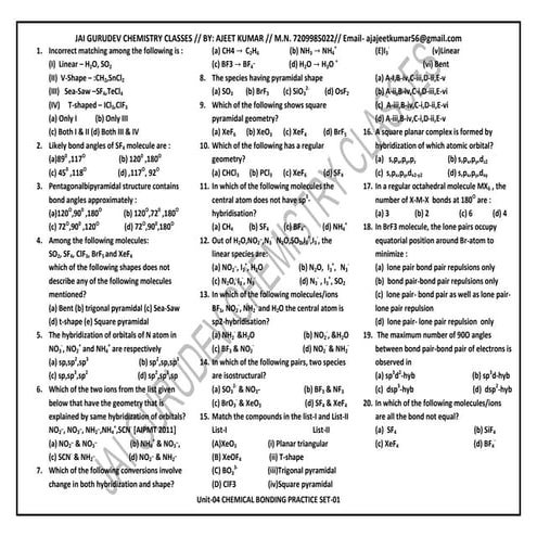 Chemical bonding practice set