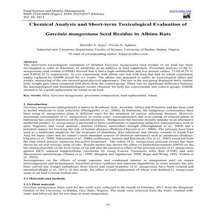 Chemical analysis and short term toxicological evaluation of