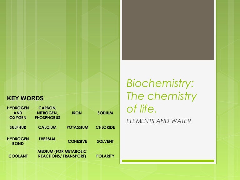 Chemical elements and water