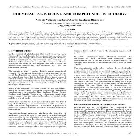 Chemical engineering and competences in ecology