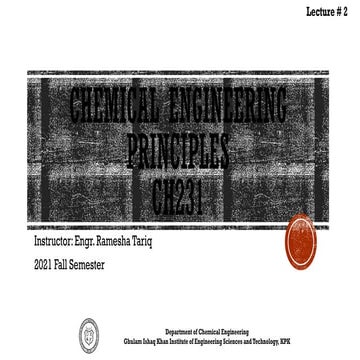 Fundamentals of Units and Dimensions in Chemical Engineering Principles ...