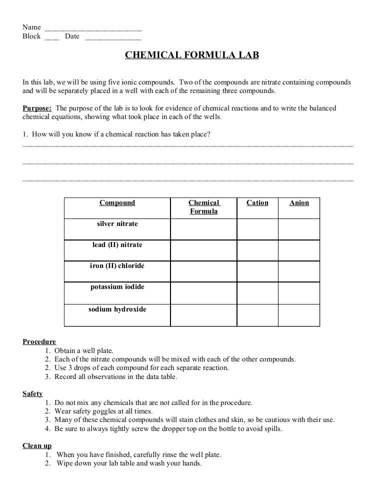 Chemical Formula Lab C