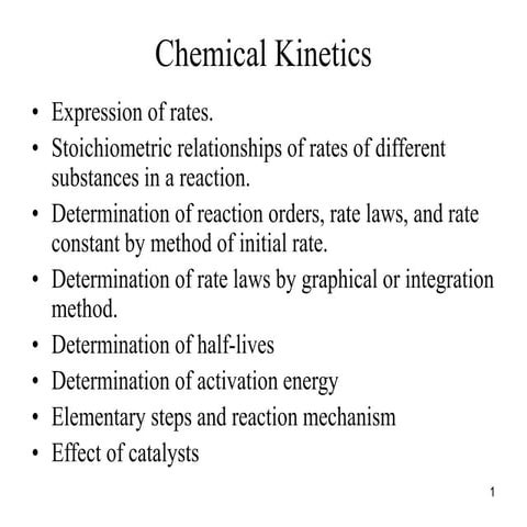 Chemical kinetics and reaction lecture notes