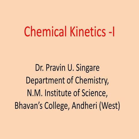 Chemical kinetics I
