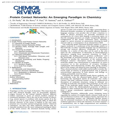 Protein Contact Networks: An Emerging Paradigm in Chemistry