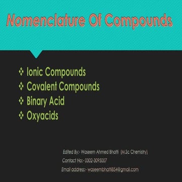 Chemical Nomenclature  