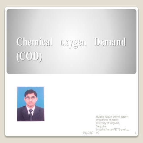 Chemical oxygen demand. mujahid hussain