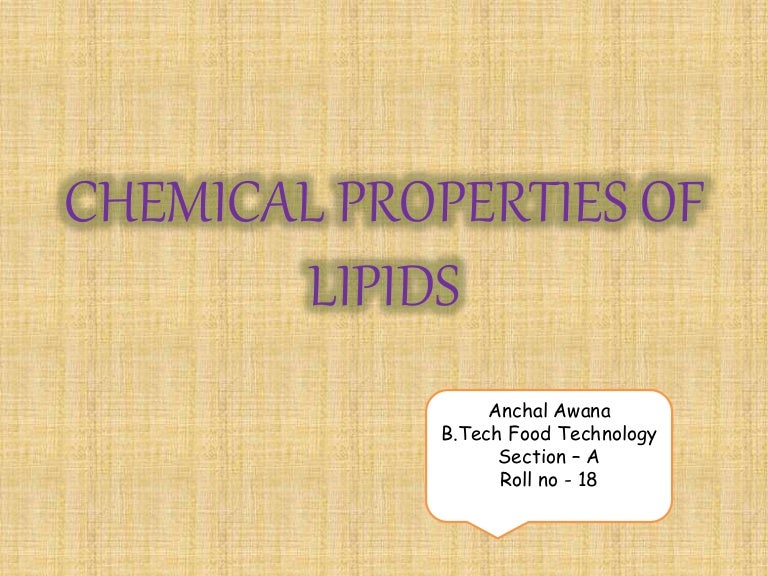 Chemical Properties Of Lipids