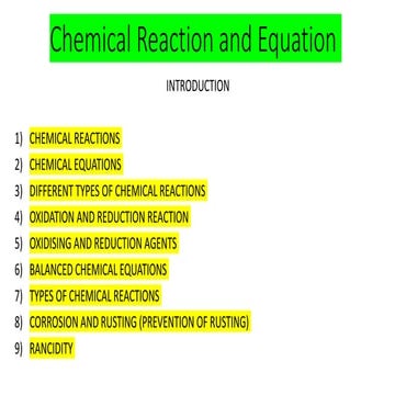 Chemical reaction and equation