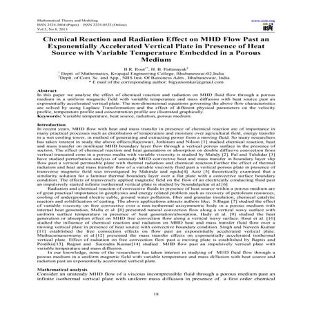 Chemical reaction and radiation effect on mhd flow past an exponentially acce...