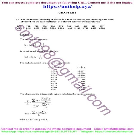Solution Manual for Chemical Reactor Analysis and Design 3rd edition by Frome...