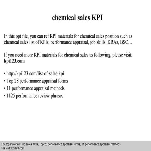 Chemical sales kpi