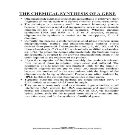 Chemical synthesis of genes