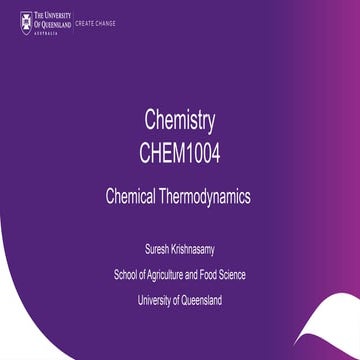 Chemical Thermodynamics for 1st year students