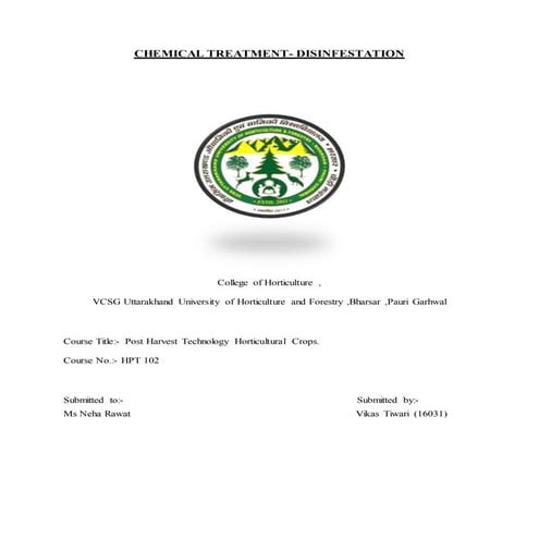 Chemical treatment - Disinfection of food commodity