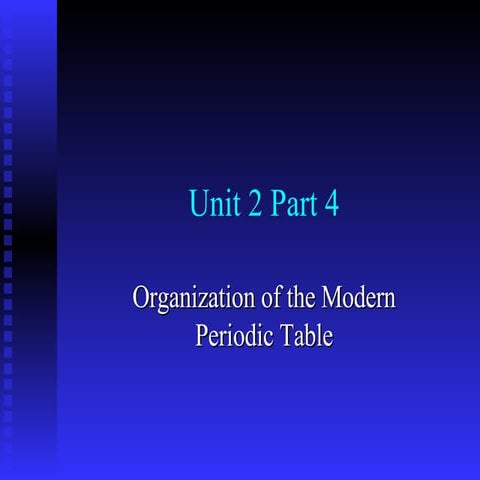 Chemistry Unit 2 Part 5 - The Representative Elements