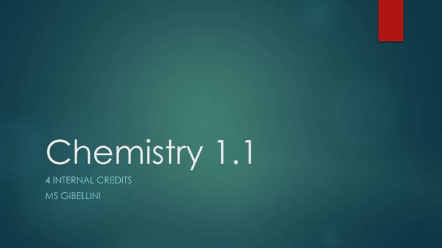 Chemistry 1.1 Preparation