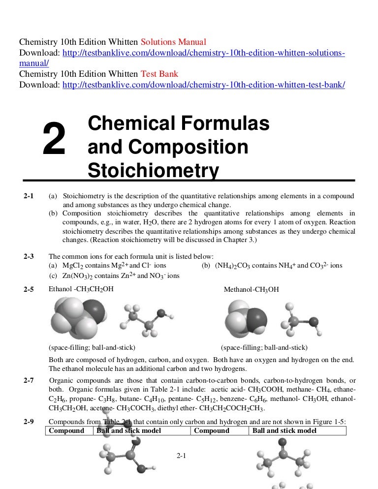 Chemistry 10th Edition Whitten Test Bank