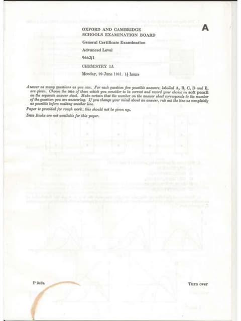 Chemistry A-level Paper 1981