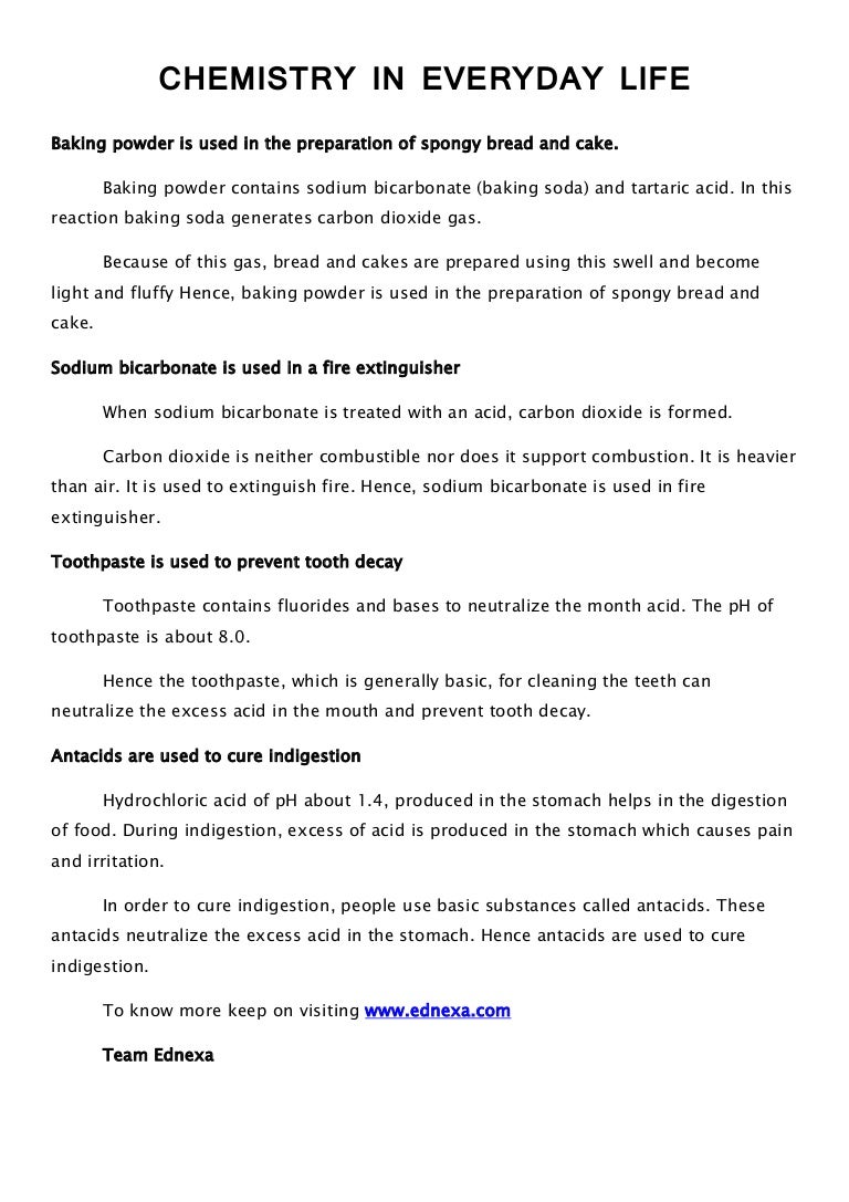 Chemistry in everyday life