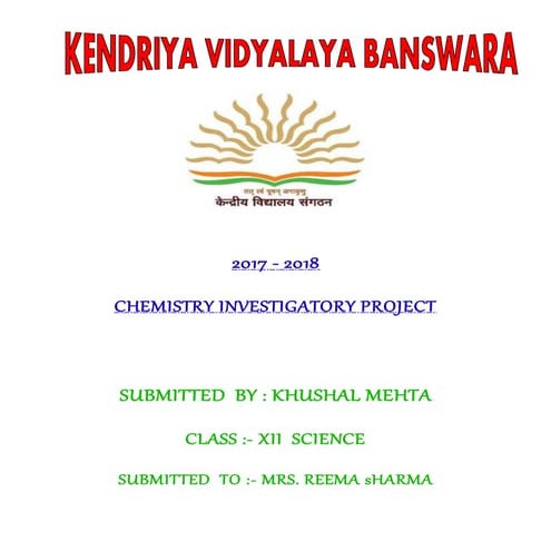 KV Banswara Chemistry investigatory project