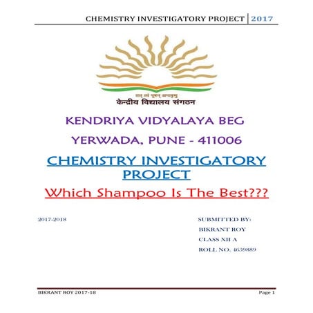 Chemistry Investigatory Project Class 11 & 12