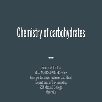Chemistry of carbohydrates - General introduction and classification