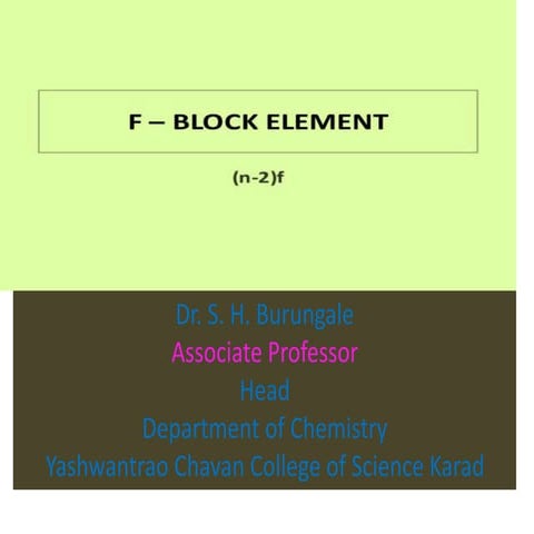 Chemistry of f block elements