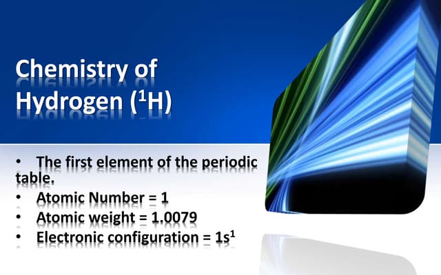 Chemistry of hydrogen and its advan...