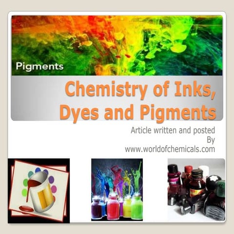 Chemistry of inks, dyes and pigments