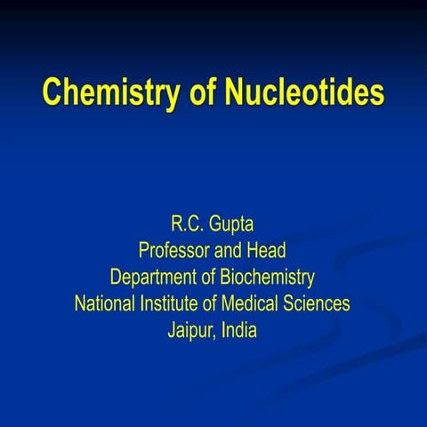 Chemistry of nucleotides