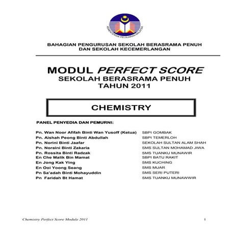 Chemistry Perfect Score 2011